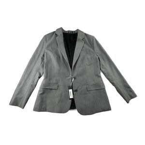 Suitshop Blazer Women 10 Gray Textured Gray Jacket Regular Stretch Solid Office